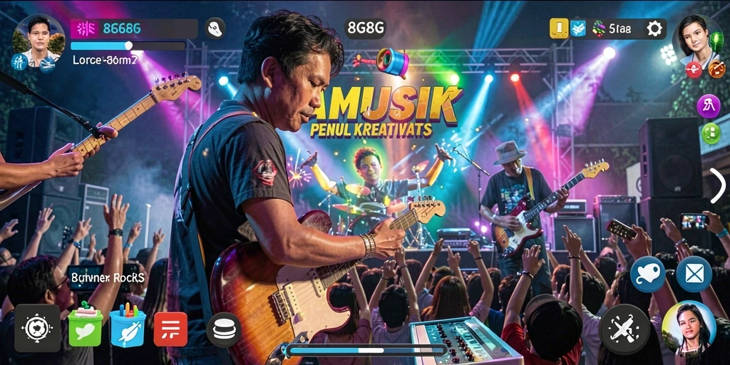 Gambaran interaktif dari gameplay musik yang seru.