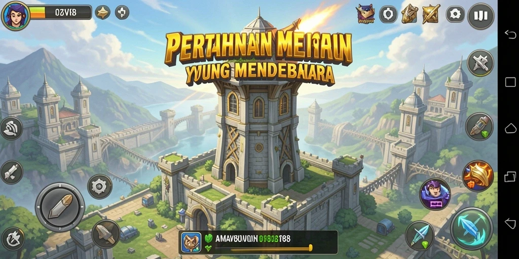 Tangkapan layar gameplay AMAVI88 menampilkan strategi Tower Defense yang mengasyikkan.