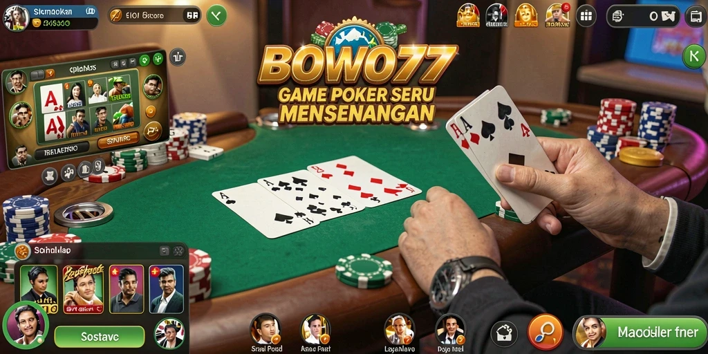 Tampilan screenshot BOWO77 menampilkan aksi seru permainan Poker.
