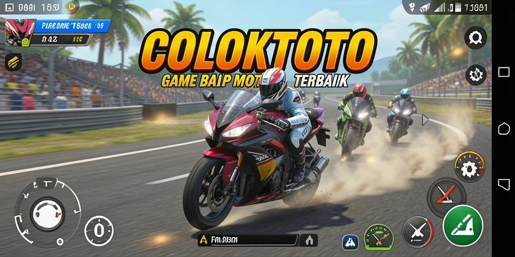 Gameplay mendebarkan di COLOKTOTO dengan aksi balap motor yang intens.
