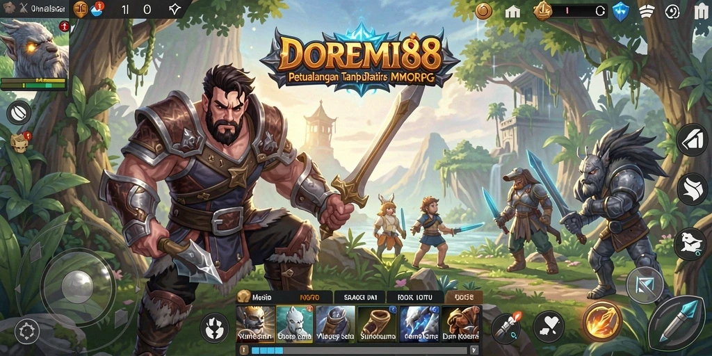 Tampilan seru saat bertarung melawan monster dalam DOREMI88.