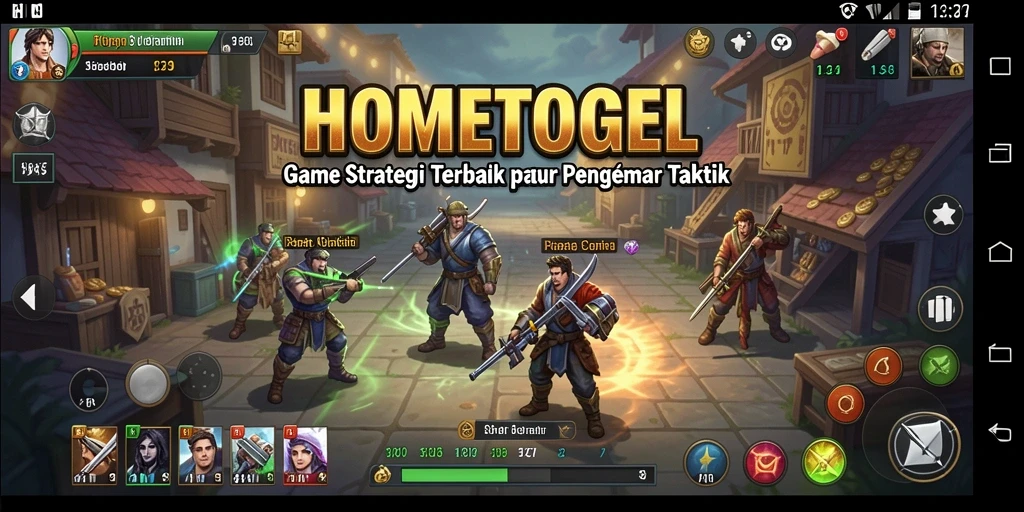Tampilan gameplay HOMETOGEL yang menampilkan aksi strategi mendebarkan.
