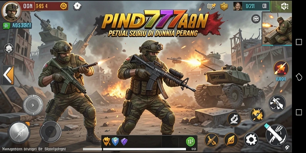 Tangkapan layar utama IND777, menampilkan aksi berintensitas tinggi di medan perang.