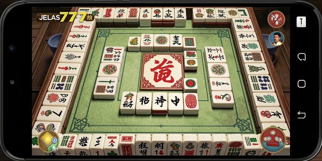 Tampilan gameplay JELAS777 menampilkan papan Mahjong yang menarik.