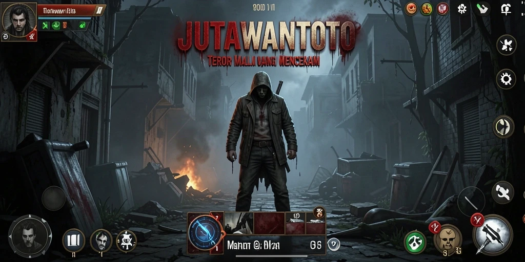 Screenshot gameplay JUTAWANTOTO dengan suasana Horror yang mencekam.