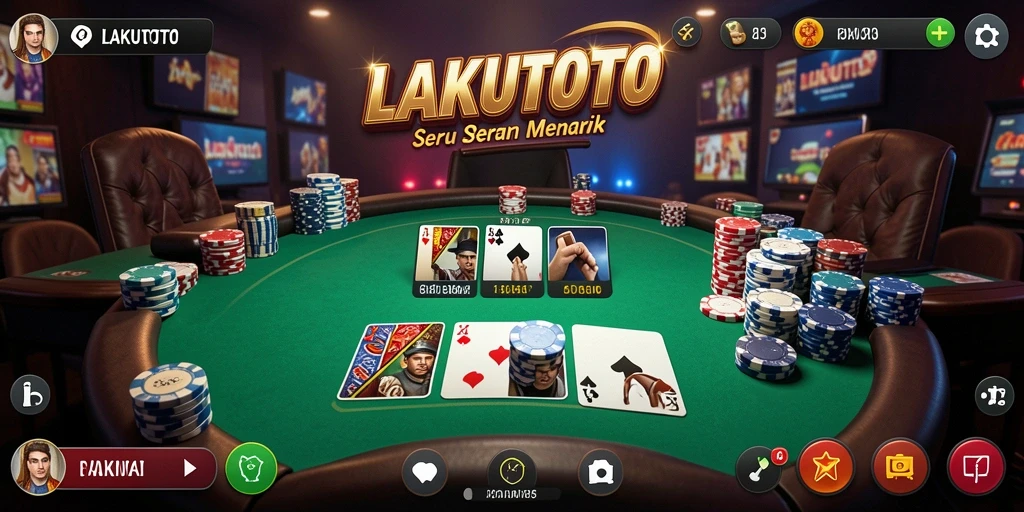 Tampilan gameplay menarik dari LAKUTOTO yang menunjukkan aksi Poker.