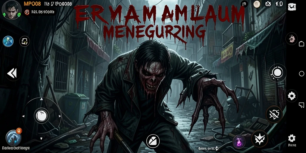 Screenshot utama MPO08 menampilkan momen menegangkan saat menjelajahi rumah angker.