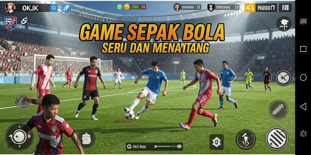 Gameplay OKJK yang menegangkan dan penuh aksi di lapangan sepak bola.