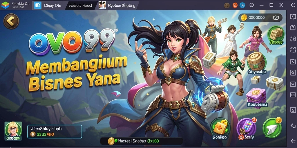 Tampilan gameplay OVO99 yang menampilkan aktivitas bisnis yang dinamis.