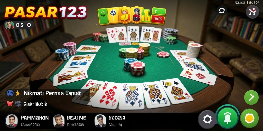 Screenshot gameplay PASAR123 menampilkan suasana seru bermain gaple.
