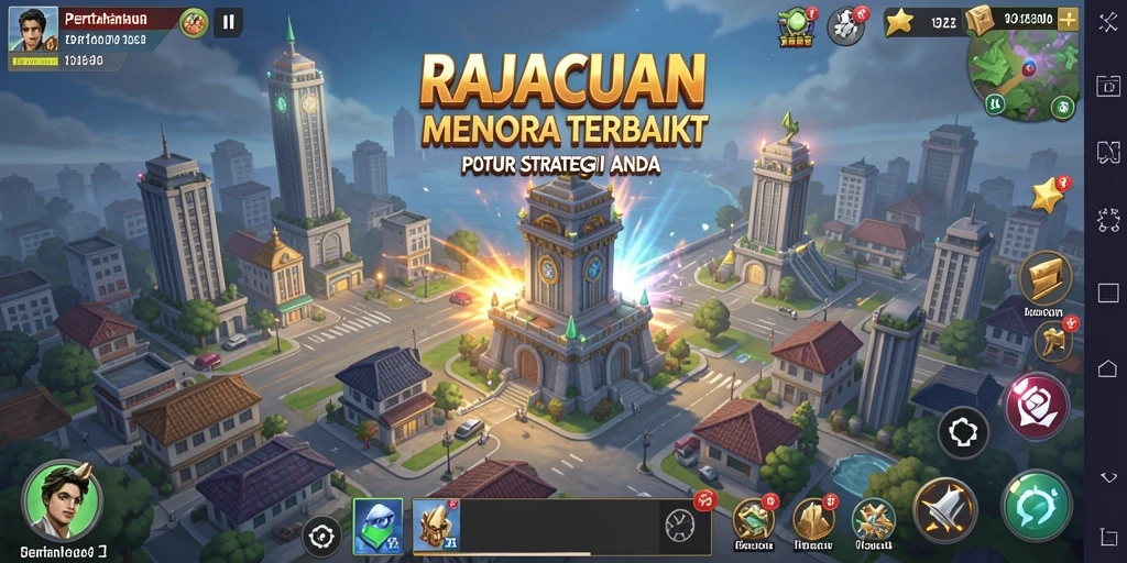 Tampilkan gameplay RAJACUAN yang seru dalam Tower Defense.