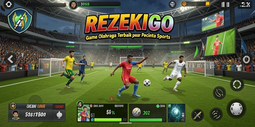 Tampilan gameplay seru di REZEKIGO dengan berbagai cabang olahraga.