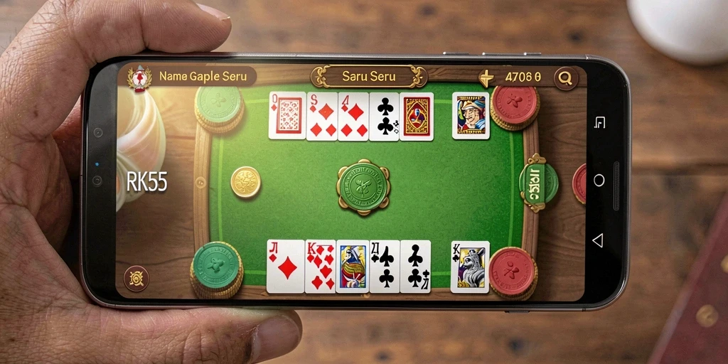 Tampilan menarik dari gameplay Gaple RK55 yang seru.