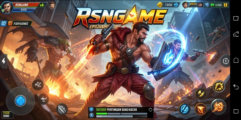 Tangkapan layar gameplay RSNGAME menampilkan pertempuran epik dan aksi luar biasa.