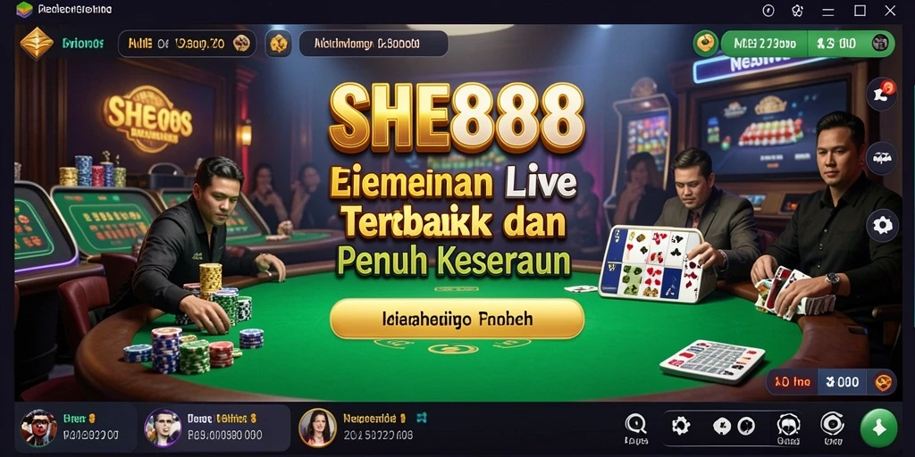 Menampilkan gameplay Live Casino yang seru dan interaktif di SHE888.