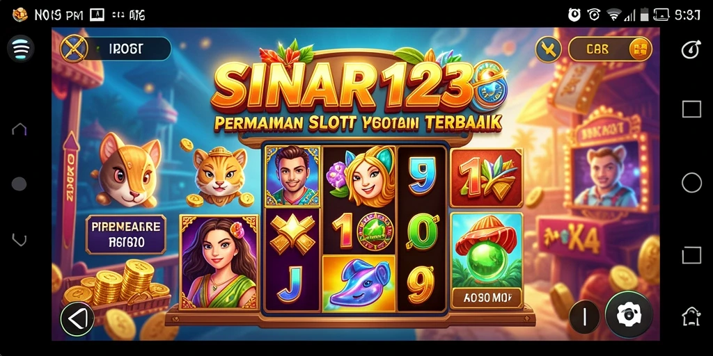 Screenshot gameplay SINAR123 menampilkan mesin slot yang penuh warna.