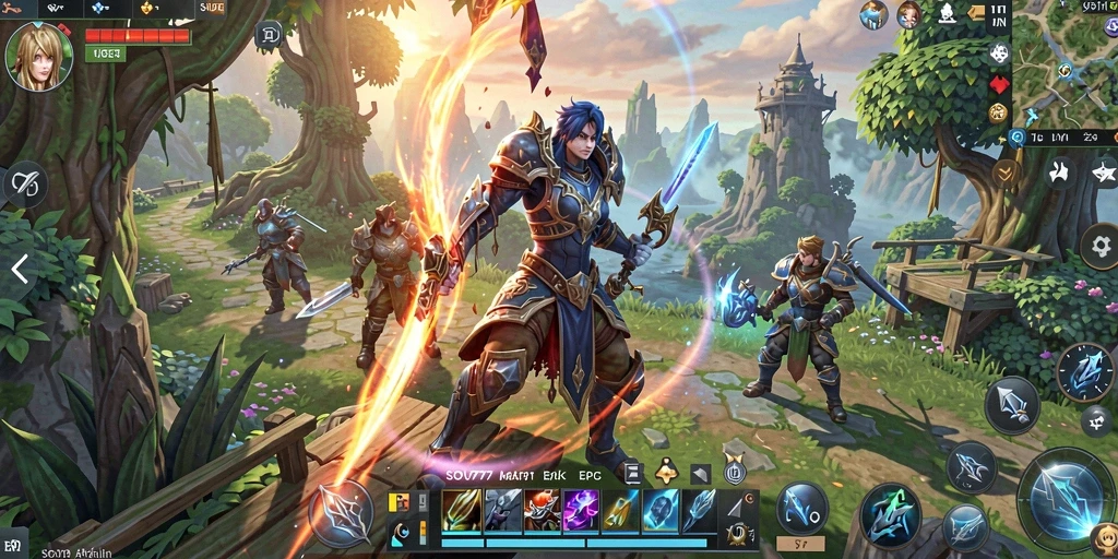 Screenshot SOV777 menampilkan aksi mendebarkan dalam pertempuran MMORPG.