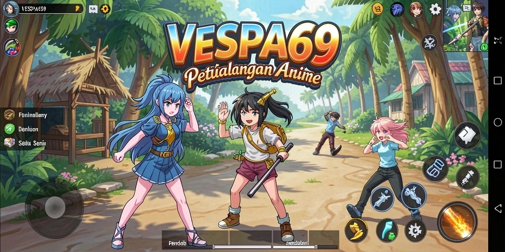 Tampilan gameplay seru VESPA69 dengan karakter anime yang memukau.
