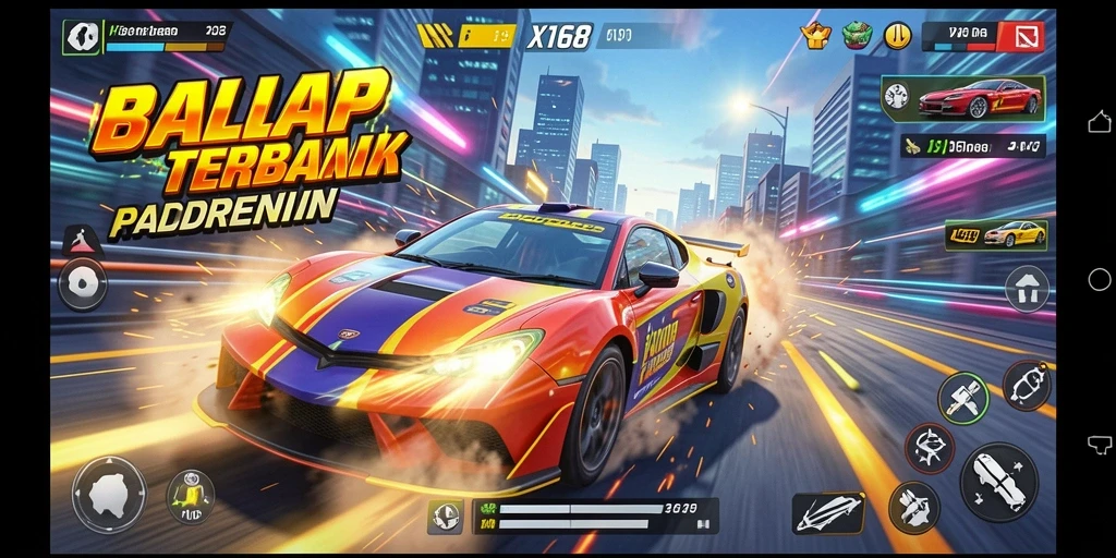 Tampilkan gameplay balap mendebarkan di X168 dengan mobil cepat.